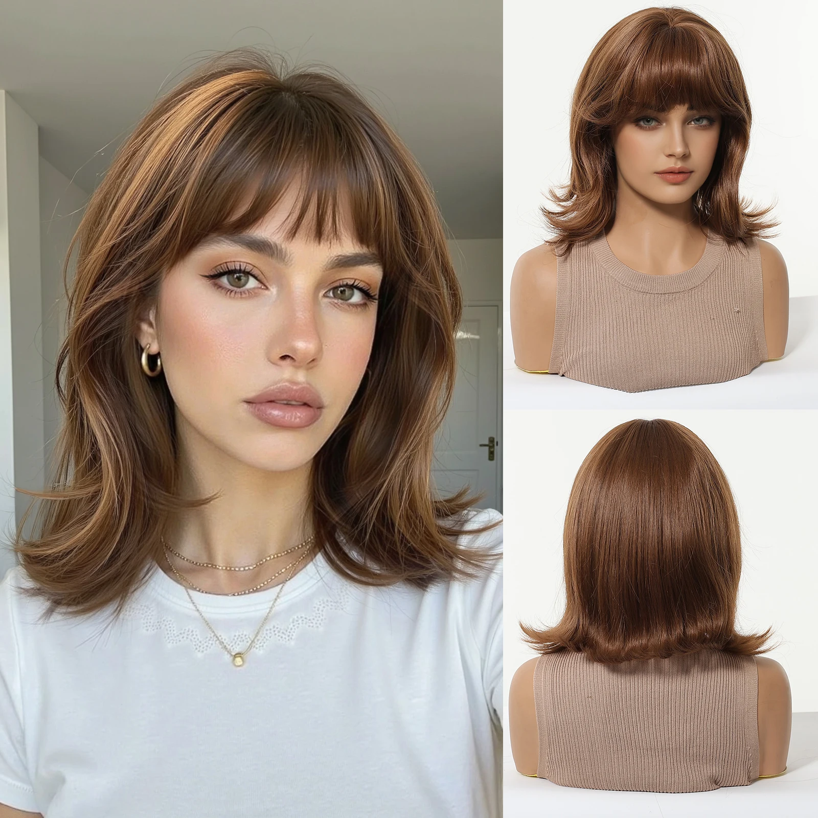 Allbell Magique Светло-темно-коричневый градиентный короткий парик для женщин с челкой Гладкие блестящие синтетические волосы для повседневной вечеринки Эстетика
Allbell Magique Светло-темно-коричневый градиентный короткий парик для женщин с челкой Гладкие блестящие синтетические волосы для повседневной вечеринки Эстетика