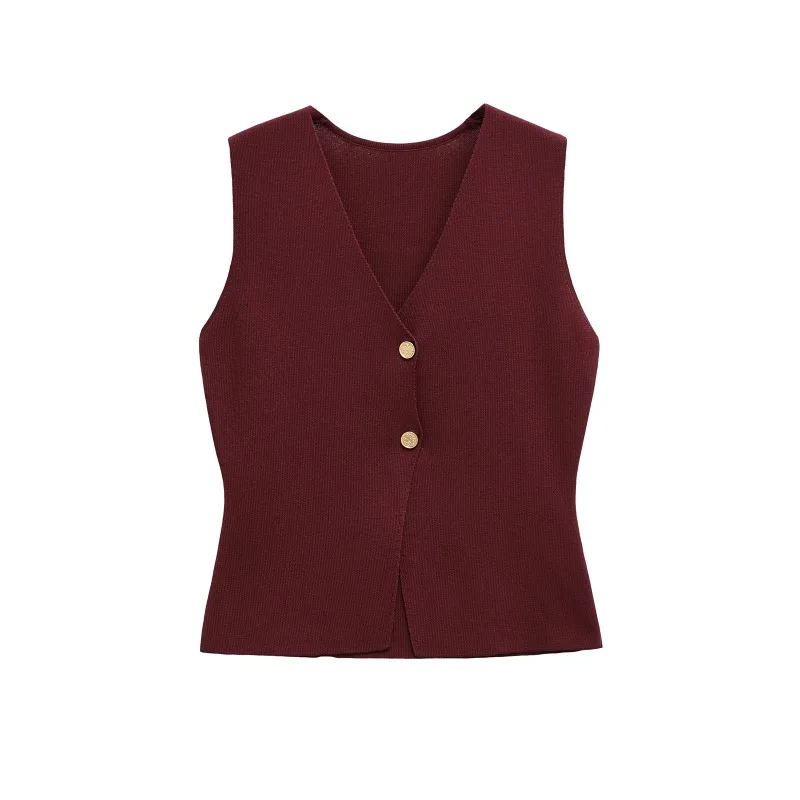 TRAFZR Knit Vest Button Detail Red V Neck Slim Fit Sleeveless Top Retro Elegant Style Office Casual Indoor Wear Spring Autumn
TRAFZR Knit Vest Button Detail Red V Neck Slim Fit Sleeveless Top Retro Elegant Style Office Casual Indoor Wear Spring Autumn