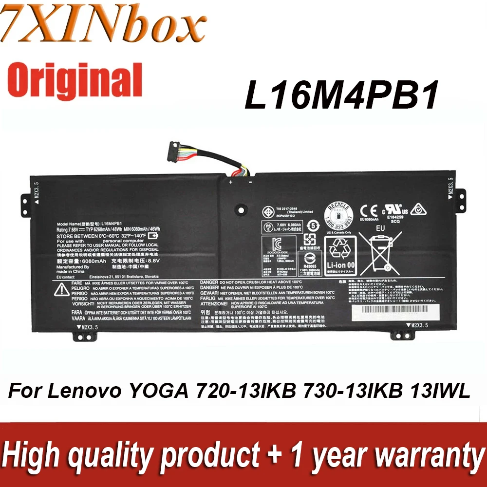 7XINbox L16M4PB1 L16L4PB1 7.68V 46Wh Laptop Battery For Lenovo YOGA 720-13IKB i5-7200U i7-8550U YOGA 730-13IKB 730-13IWL Series
7XINbox L16M4PB1 L16L4PB1 7.68V 46Wh Laptop Battery For Lenovo YOGA 720-13IKB i5-7200U i7-8550U YOGA 730-13IKB 730-13IWL Series