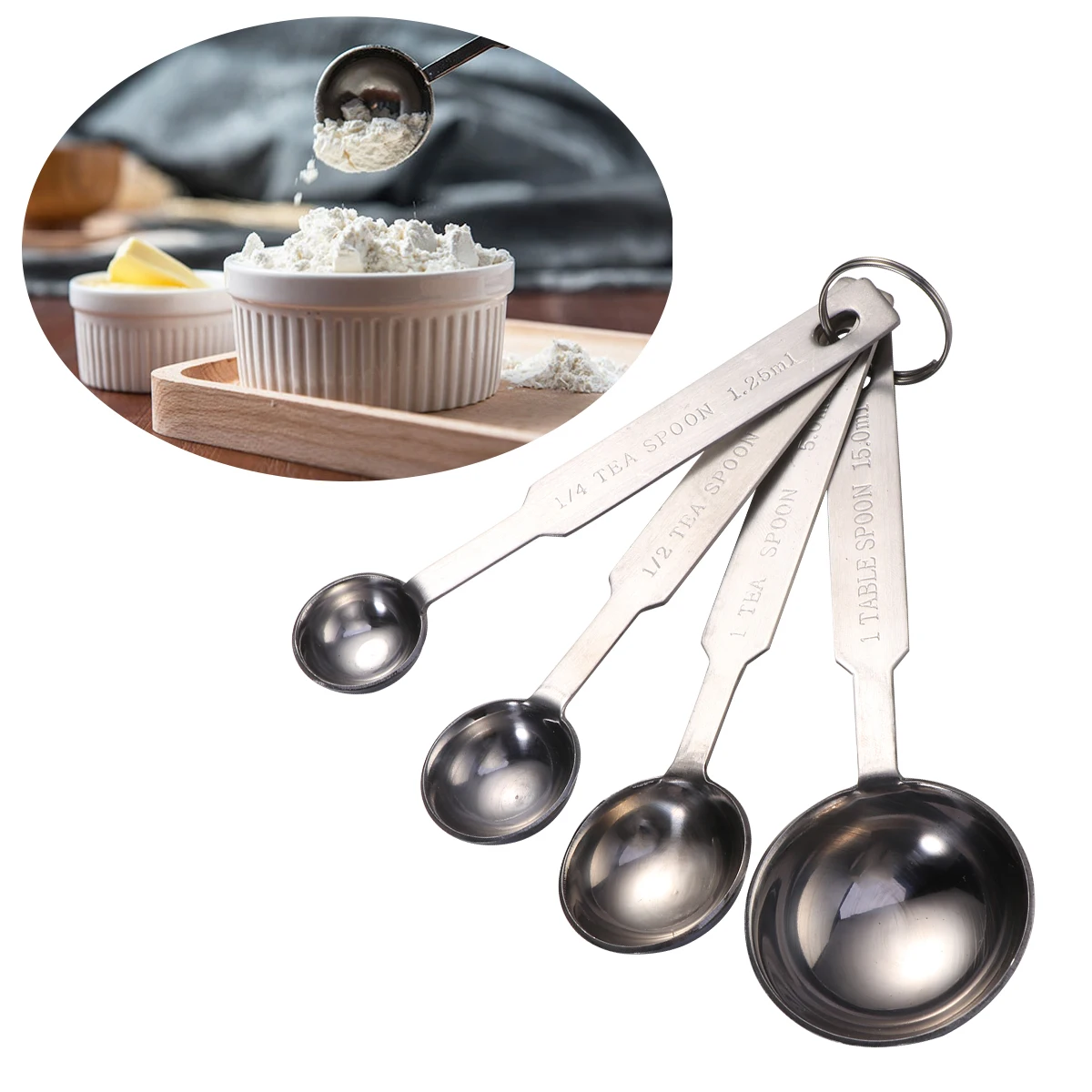 4pcs Stainless Measuring Spoon Set 1/4-1tbsp Sizes Baking Cooking Baking Measuring Spoons Tools Silver Food Grade
4pcs Stainless Measuring Spoon Set 1/4-1tbsp Sizes Baking Cooking Baking Measuring Spoons Tools Silver Food Grade