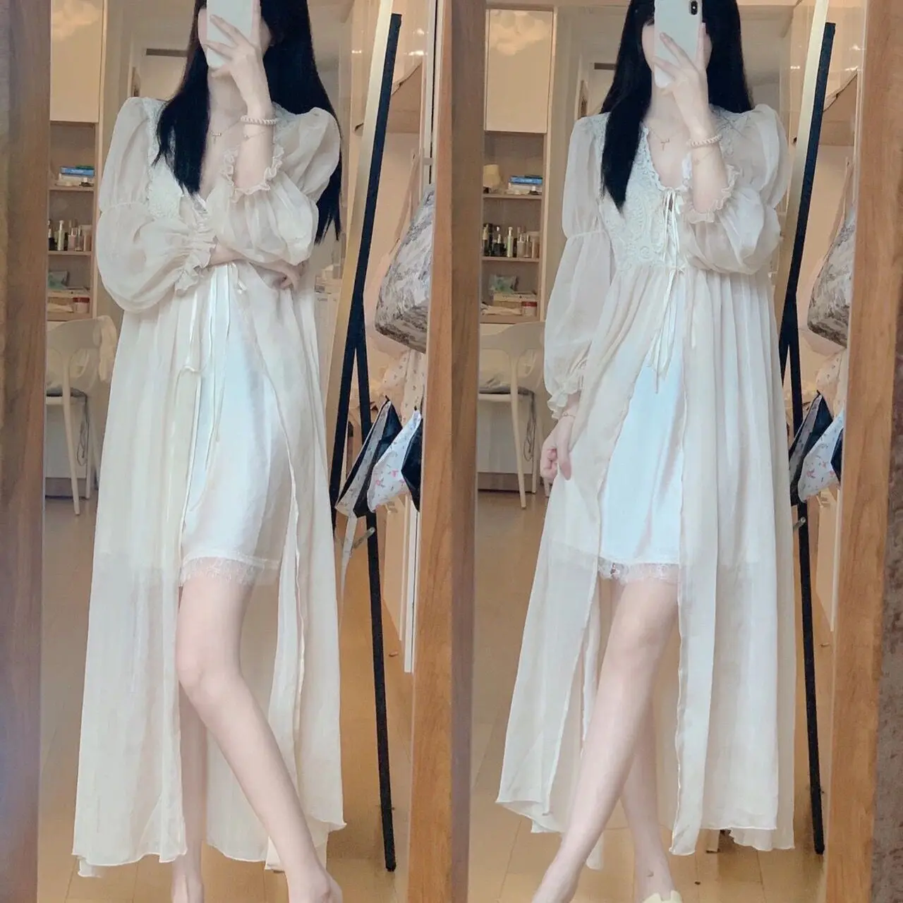 Elegant Sexy Long Lace Sleepwear Women's Robe Translucent Photography High-End Morning Gown Summer Home Clothes Sleepy Dress
Elegant Sexy Long Lace Sleepwear Women's Robe Translucent Photography High-End Morning Gown Summer Home Clothes Sleepy Dress