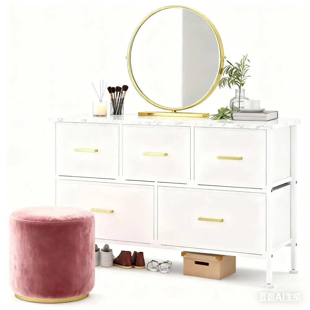 Dressing Table With 5 Drawers, White Bedroom Dressing Table, Storage Unit, Bedroom Furniture, Chest Of Drawers Suitable For Kit
Dressing Table With 5 Drawers, White Bedroom Dressing Table, Storage Unit, Bedroom Furniture, Chest Of Drawers Suitable For Kit