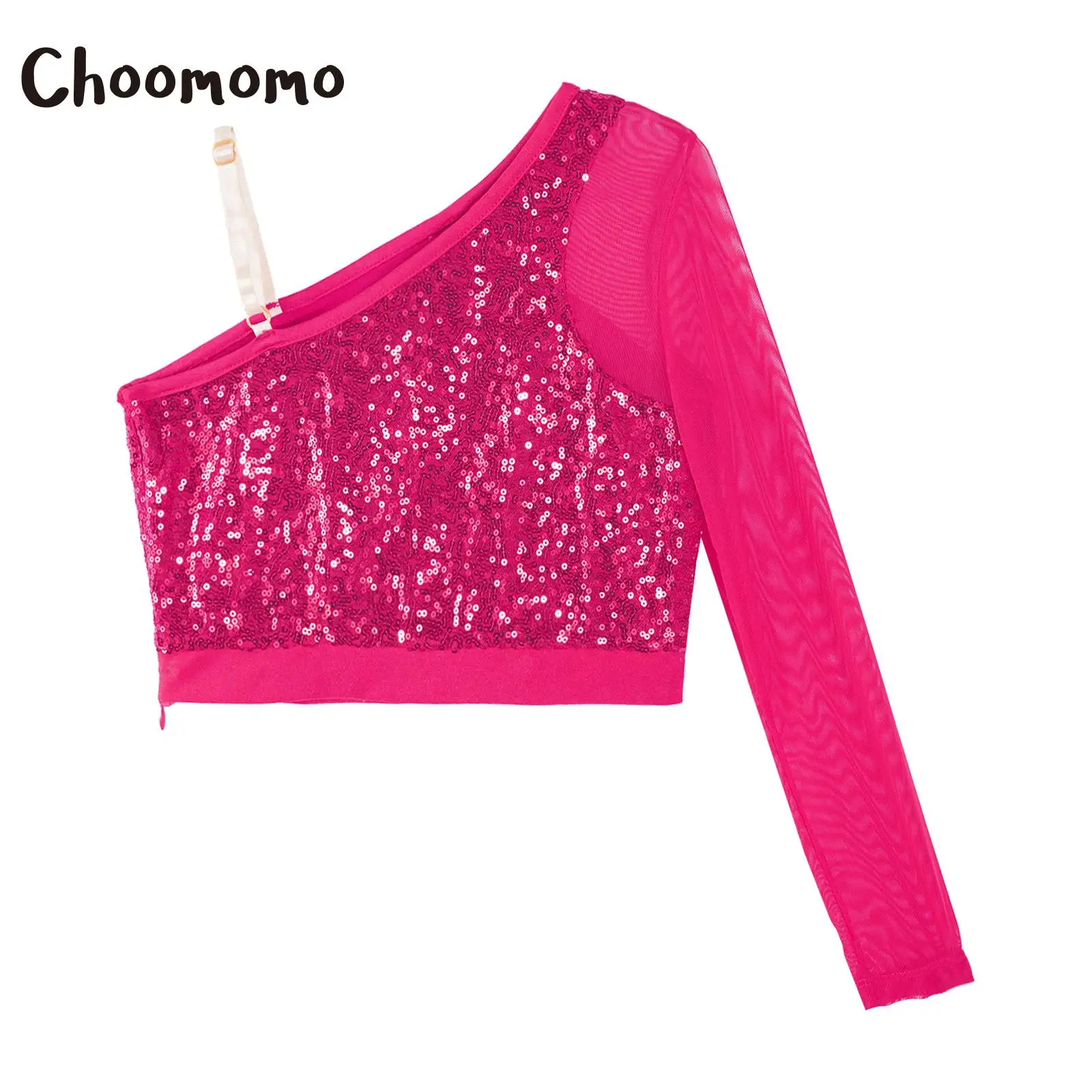 Kid Girls Jazz Dance Costume Sequin T-shirt Sheer Mesh Long Sleeve One Shoulder Crop Top Street Cheerleading Performance Costume
Kid Girls Jazz Dance Costume Sequin T-shirt Sheer Mesh Long Sleeve One Shoulder Crop Top Street Cheerleading Performance Costume
