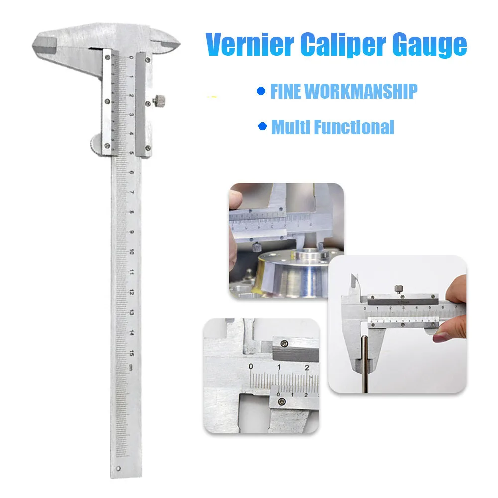 Stainless Steel Vernier Caliper Gauge 150mm Measurement Tool Inside Outside Depth Step Micrometer Nice Workmandship
Stainless Steel Vernier Caliper Gauge 150mm Measurement Tool Inside Outside Depth Step Micrometer Nice Workmandship