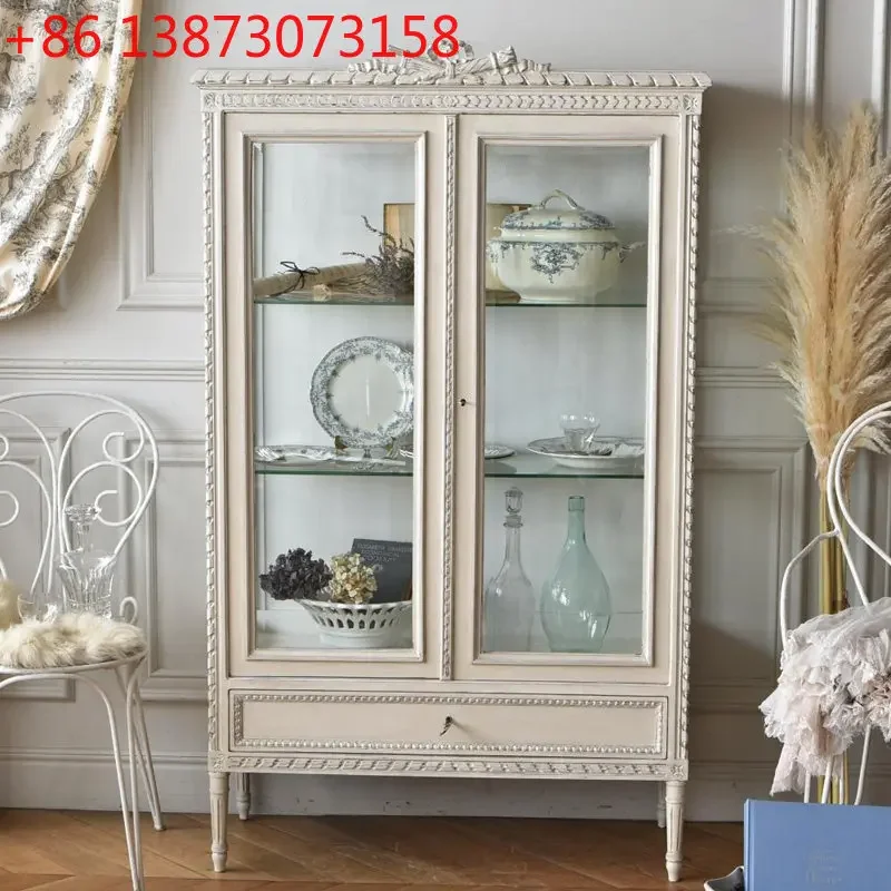 French retro old wine cabinet living room double door display cabinet European glass door dining side cabinet
French retro old wine cabinet living room double door display cabinet European glass door dining side cabinet