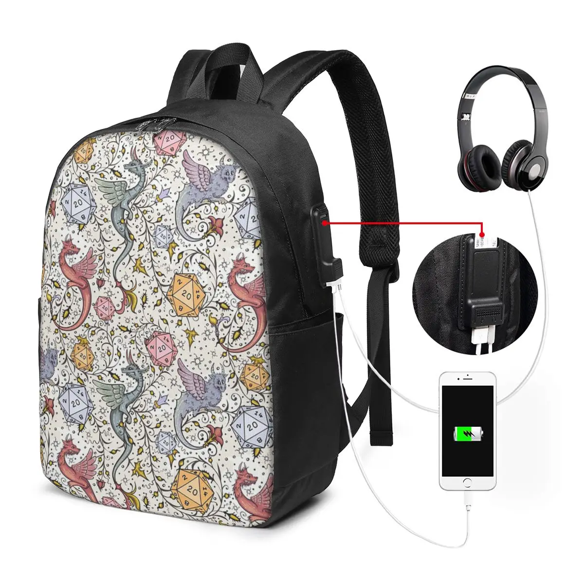 Medieval Dragon And D20 Dice Dnd Pattern Backpack Travel Notebook Bag Computer College Student School Bag Laptop Shoulder Bags
Medieval Dragon And D20 Dice Dnd Pattern Backpack Travel Notebook Bag Computer College Student School Bag Laptop Shoulder Bags