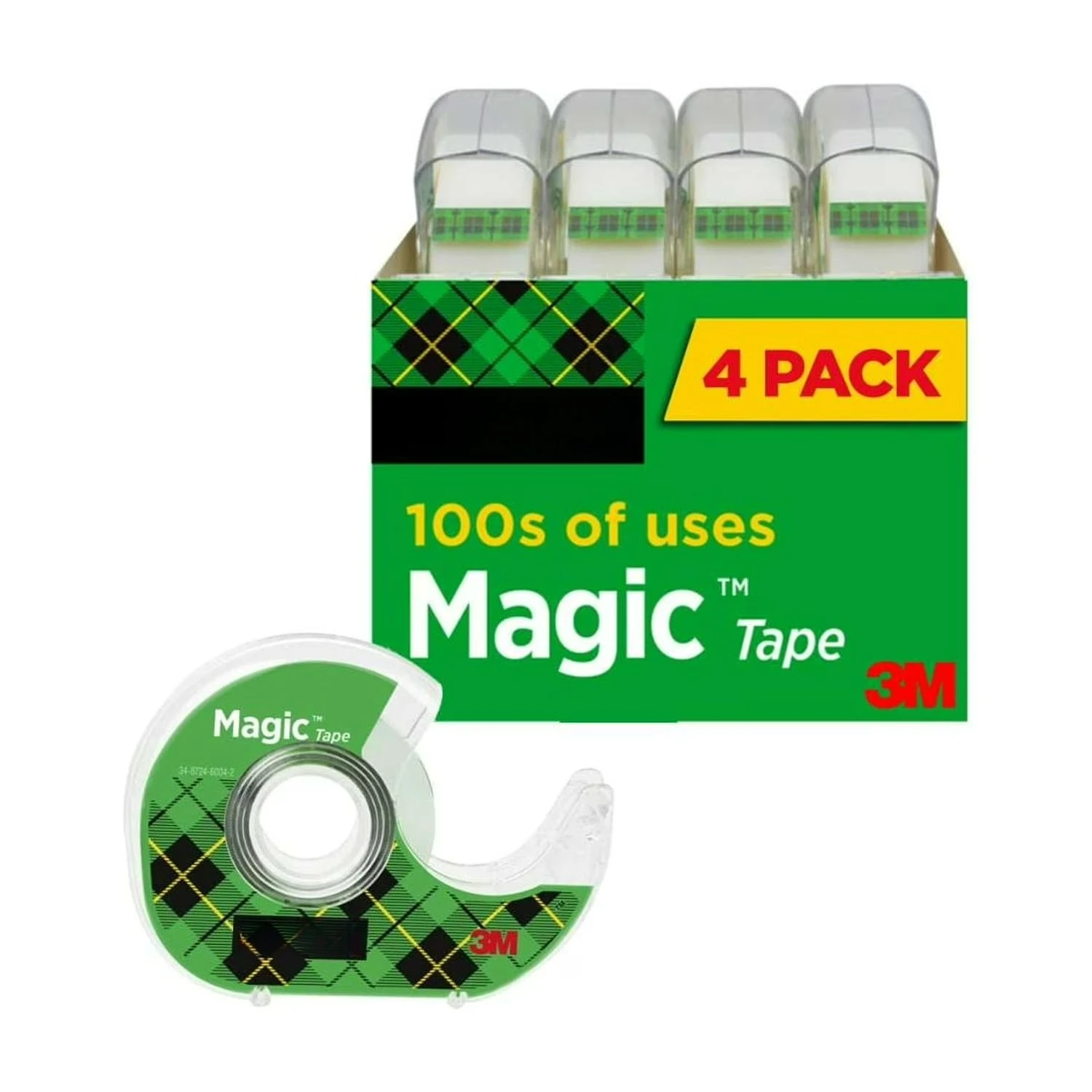 Magic Tape Dispensers, Clear, Matte, 3/4 in. x 500 in., 4 Dispensers
Magic Tape Dispensers, Clear, Matte, 3/4 in. x 500 in., 4 Dispensers