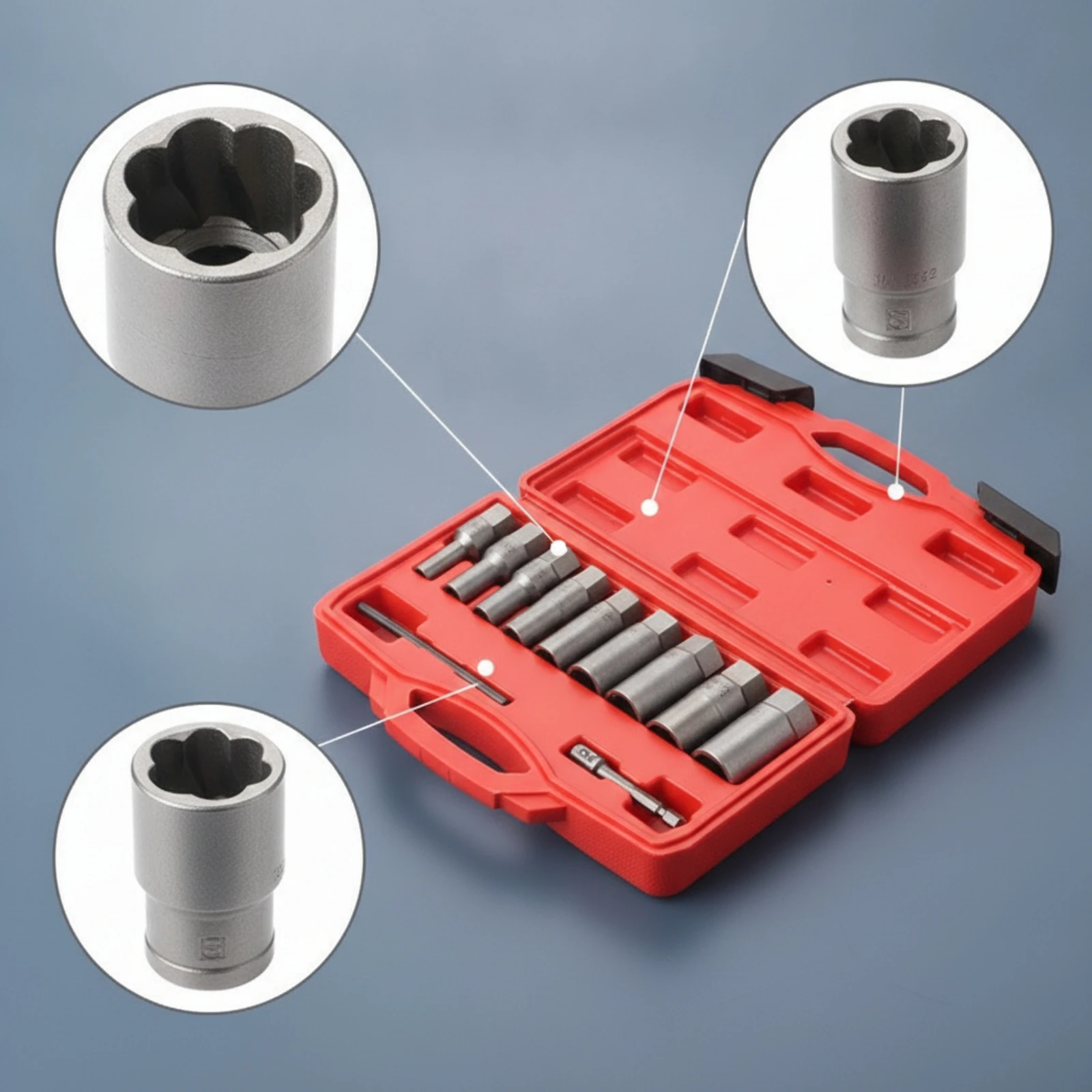 11 Pieces Nut Extractor Set Broken Bolt Extractor Socket Set Removal Tool High-Hardness Heavy-Duty for Mechanics
11 Pieces Nut Extractor Set Broken Bolt Extractor Socket Set Removal Tool High-Hardness Heavy-Duty for Mechanics