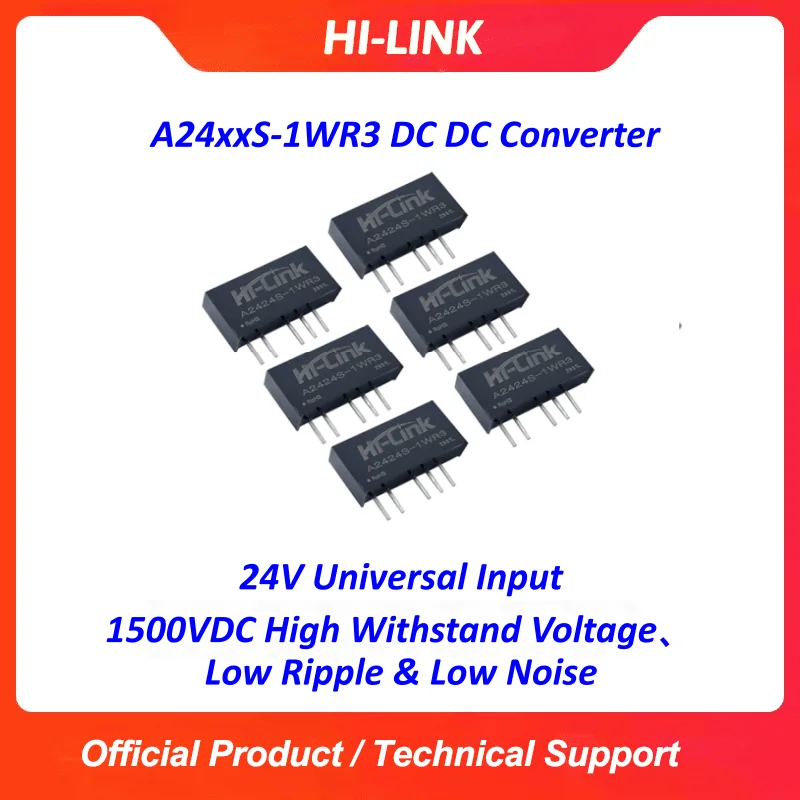 10pcs Hi-link A2405S-1WR3 A2412S-1WR3 1W DC-DC Power Module 24V to 3.3V 5V 9V 12V 15V 24V Industrial Grade PCB Mount Module
10pcs Hi-link A2405S-1WR3 A2412S-1WR3 1W DC-DC Power Module 24V to 3.3V 5V 9V 12V 15V 24V Industrial Grade PCB Mount Module