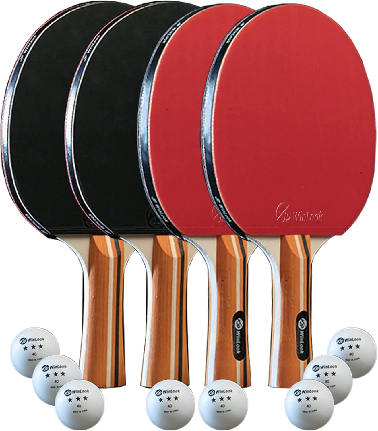 Ping Pong Paddles Set - 4 Table Tennis Rackets with 8 Balls & Portable Case for Indoor Outdoor Games
Ping Pong Paddles Set - 4 Table Tennis Rackets with 8 Balls & Portable Case for Indoor Outdoor Games
