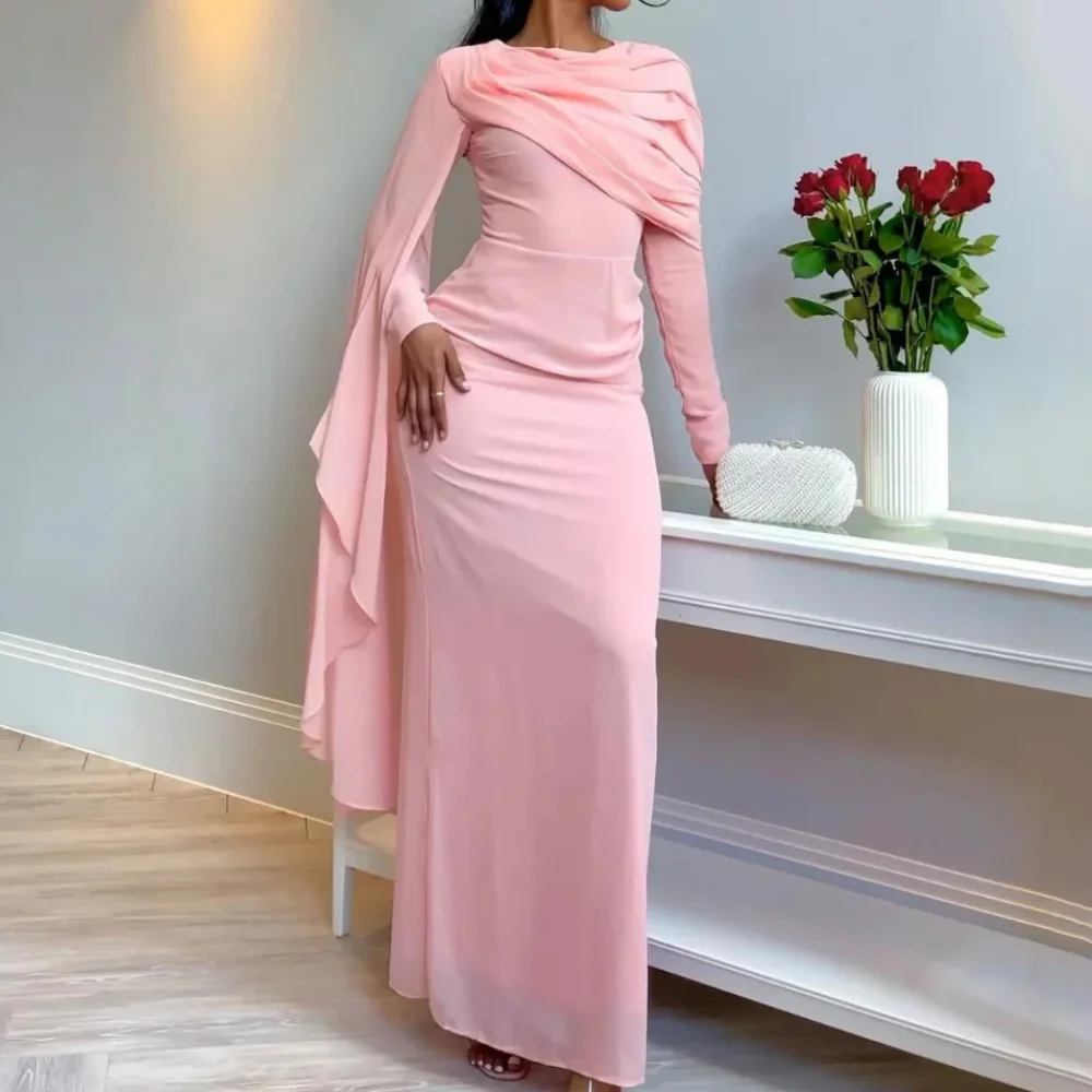Customized Elegant Simple Prom Dresses Long Sleeve Party Gowns Mermaid Evening Dress Chiffon Vestido De Novia
Customized Elegant Simple Prom Dresses Long Sleeve Party Gowns Mermaid Evening Dress Chiffon Vestido De Novia