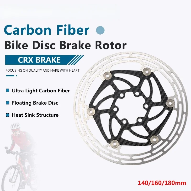 Плавающий тормозной ротор из углеродного волокна — сверхлегкий диск с 6 болтами для MTB и шоссейных велосипедов, 140/160/180 мм 
Плавающий тормозной ротор из углеродного волокна — сверхлегкий диск с 6 болтами для MTB и шоссейных велосипедов, 140/160/180 мм