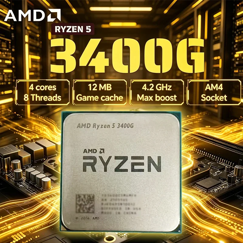 AMD Ryzen 5 3400G R5 3400G 3.7GHz Quad-Core Eight-Thread 65W CPU Processor YD3400C5M4MFH Socket AM4 Loose Pieces
AMD Ryzen 5 3400G R5 3400G 3.7GHz Quad-Core Eight-Thread 65W CPU Processor YD3400C5M4MFH Socket AM4 Loose Pieces