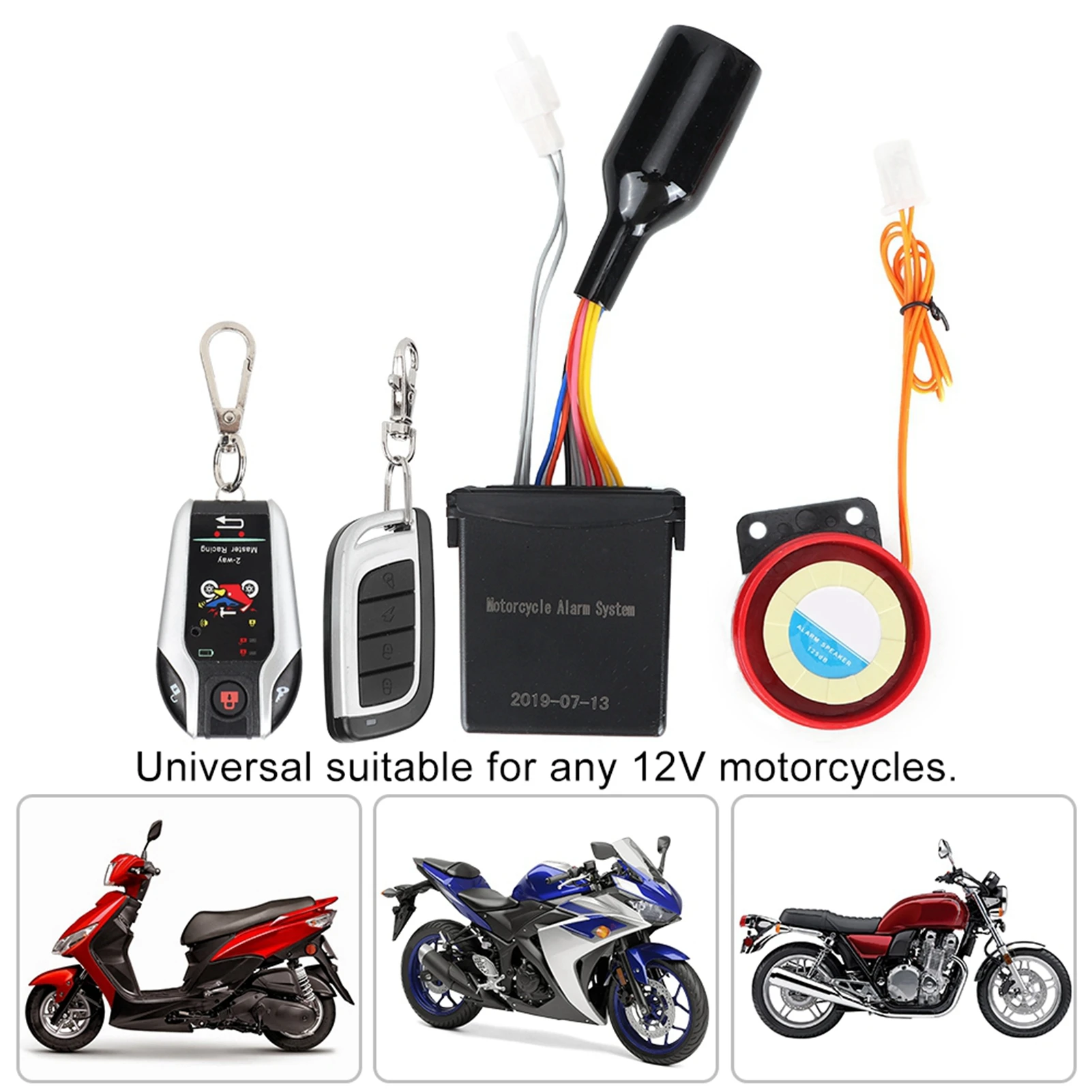 2 Way Remote Alarm Horn Waterproof Security System with Engine Start Function for Motorcycle