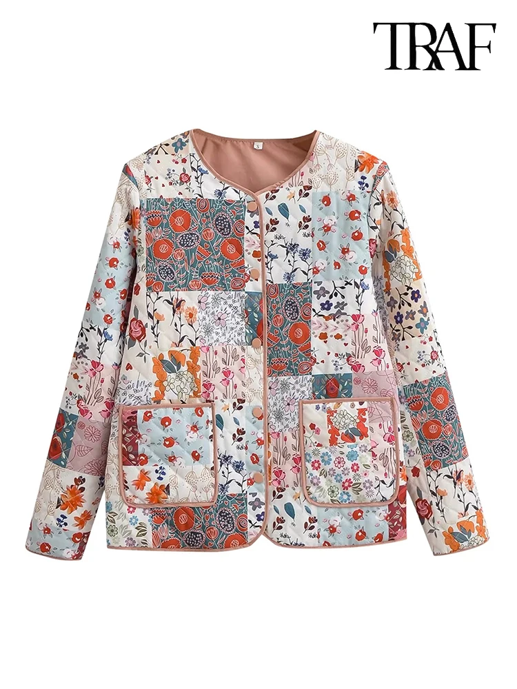 TRAF Women's Autumn and Winter Floral Printed Quilted Jacket Round Collar Single Breasted Cotton Coat Casual Loose Jacket
TRAF Women's Autumn and Winter Floral Printed Quilted Jacket Round Collar Single Breasted Cotton Coat Casual Loose Jacket