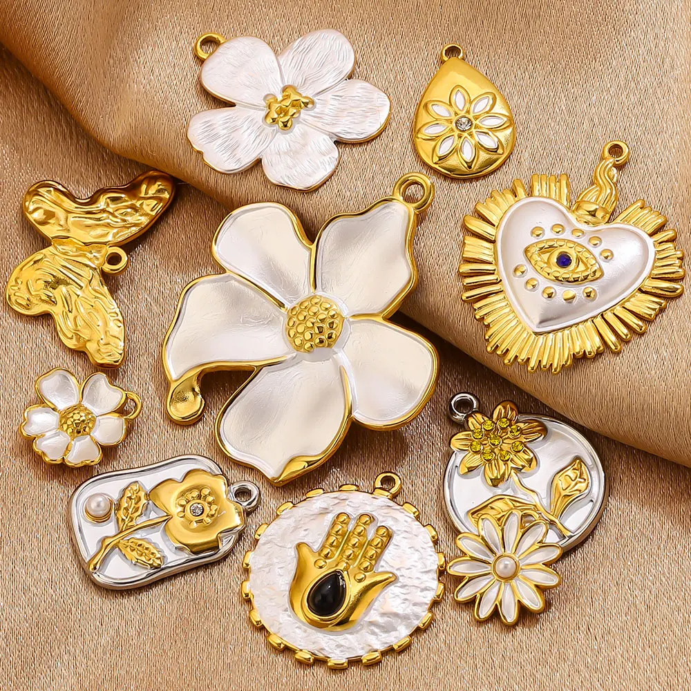 2PCS Stainless Steel Charms White Enamel Flower Hand Evil Eye Heart Pendants for DIY Jewelry Materials Earrings Making Supplies
2PCS Stainless Steel Charms White Enamel Flower Hand Evil Eye Heart Pendants for DIY Jewelry Materials Earrings Making Supplies