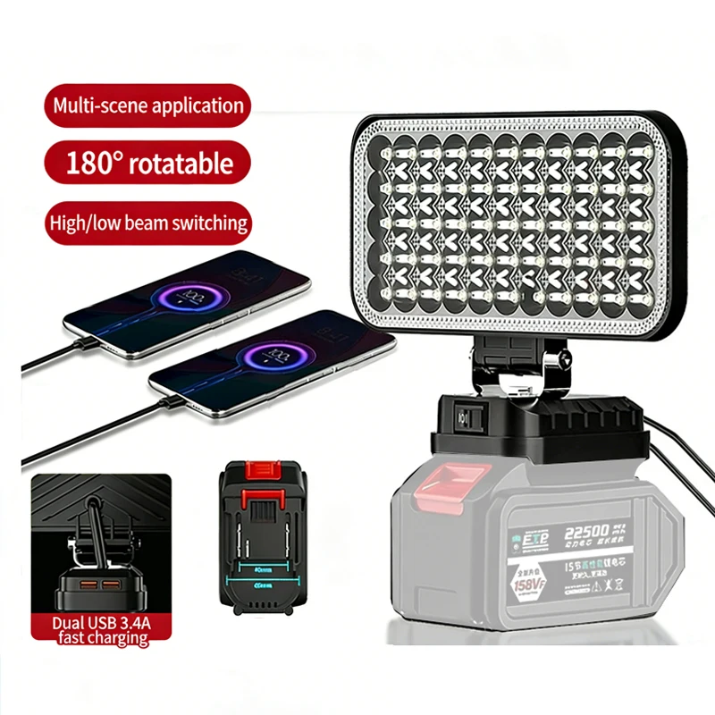 8'' Power Tool Light For Makita For Milwaukee For Dewalt 18V Dual USB Handheld Work Lamp Outdoor Spotlight No Battery Charger
8'' Power Tool Light For Makita For Milwaukee For Dewalt 18V Dual USB Handheld Work Lamp Outdoor Spotlight No Battery Charger