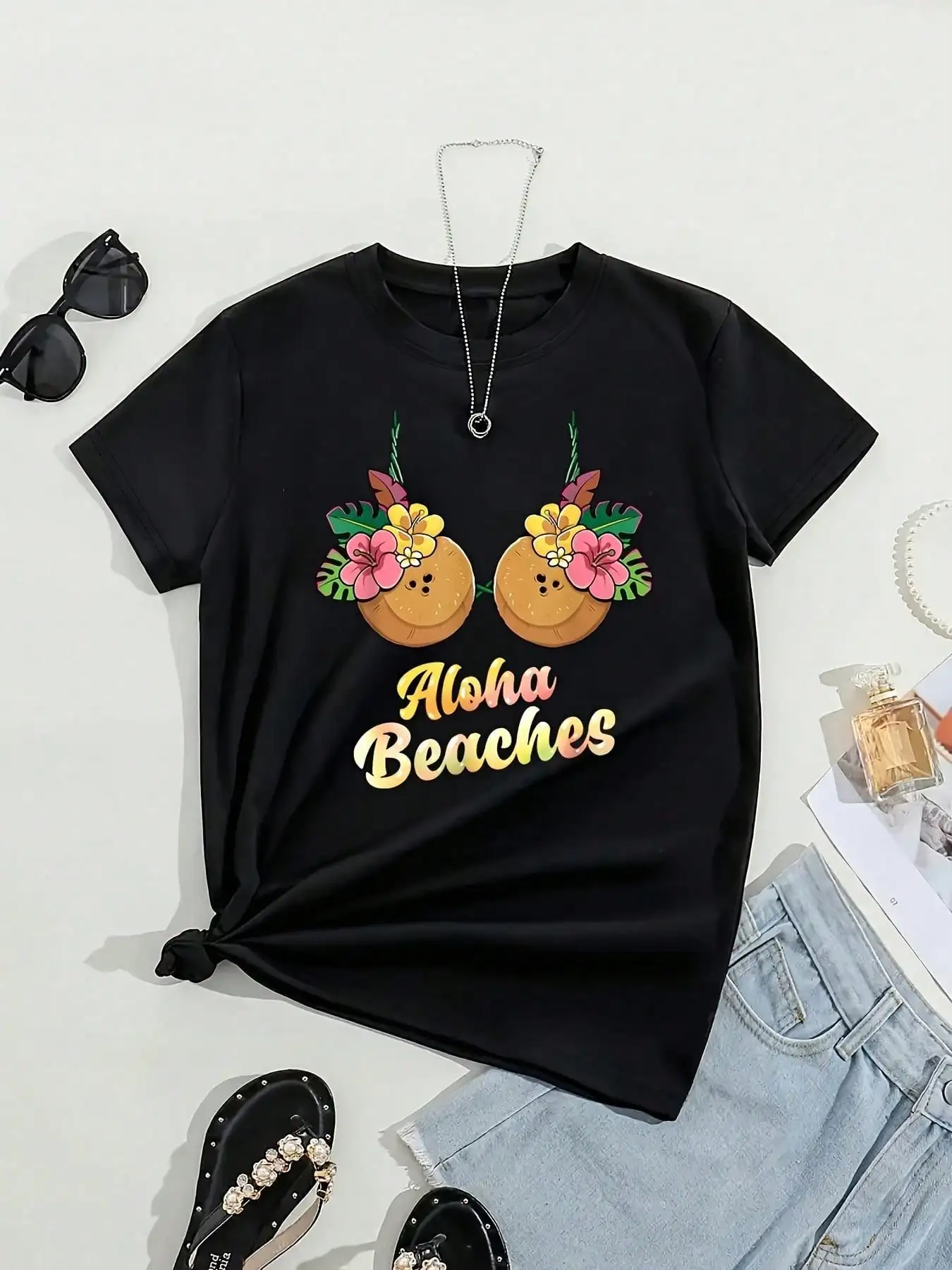Beach Party Tee | Women's Aloha Floral Print – Quick-Dry Cotton Crew Neck for Travel & Casual Glam, Stretchy
Beach Party Tee | Women's Aloha Floral Print – Quick-Dry Cotton Crew Neck for Travel & Casual Glam, Stretchy
