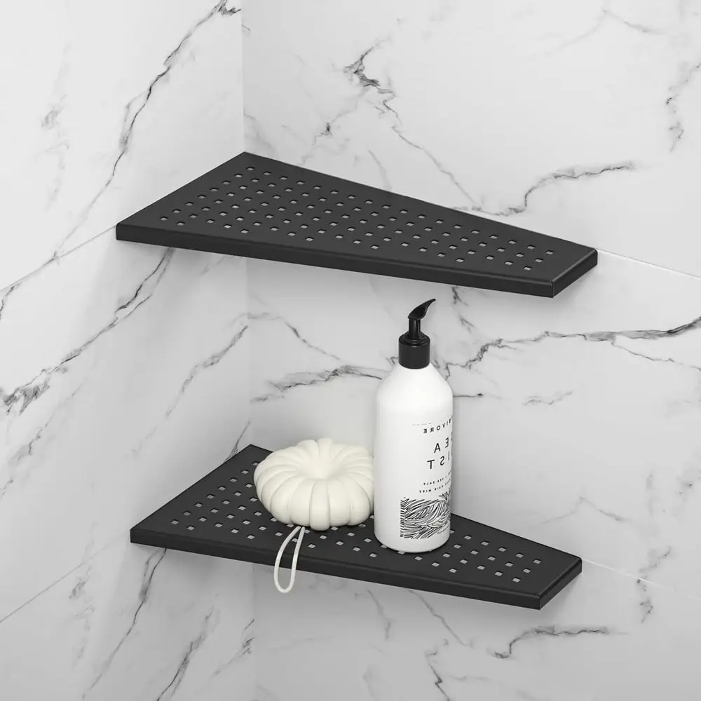 12 Matte Black Stainless Steel Corner Shower Shelf, 2-Pack, Trapezoid Design with Grid Hollows for Tiled Walls
12 Matte Black Stainless Steel Corner Shower Shelf, 2-Pack, Trapezoid Design with Grid Hollows for Tiled Walls