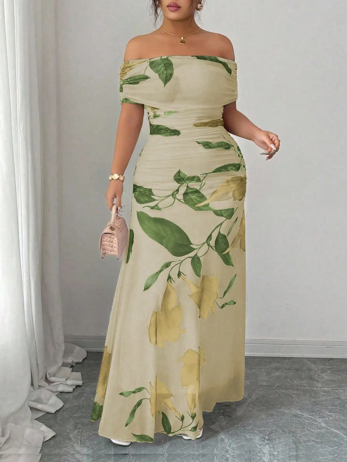 Elegant Off Shoulder Floral Print Maxi Dress For Summer Dinner
Elegant Off Shoulder Floral Print Maxi Dress For Summer Dinner