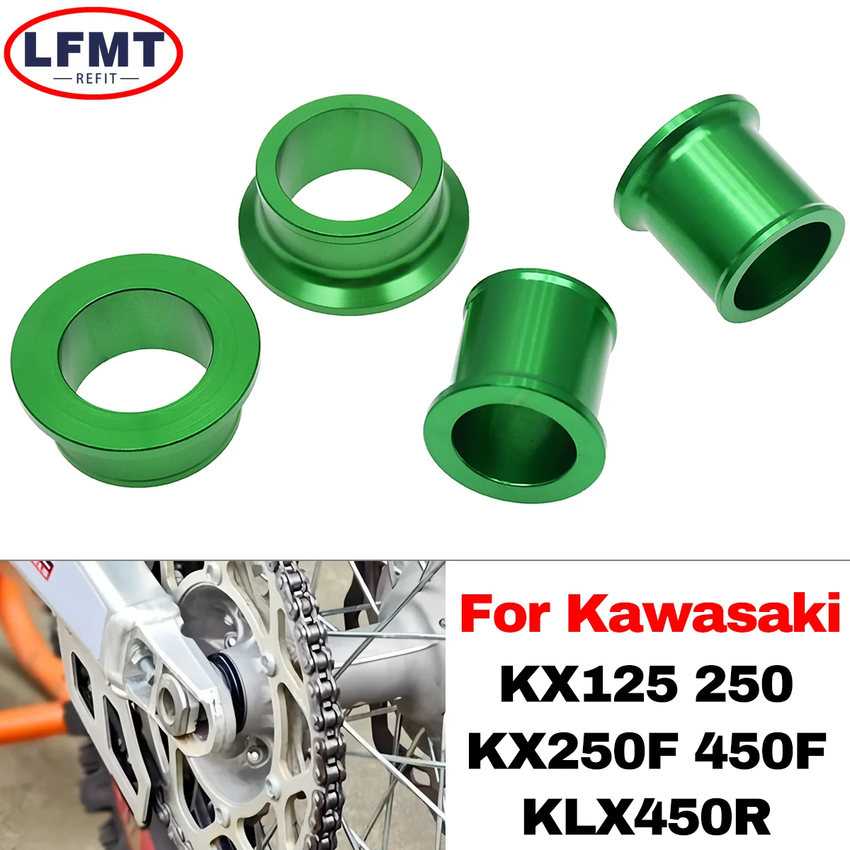 For Kawasaki KX125 KX250 KX250F KX450F KLX450R KX 125 250F 450F 450R Motocross Accessories CNC Aluminum Front Rear Wheel Spacers
For Kawasaki KX125 KX250 KX250F KX450F KLX450R KX 125 250F 450F 450R Motocross Accessories CNC Aluminum Front Rear Wheel Spacers