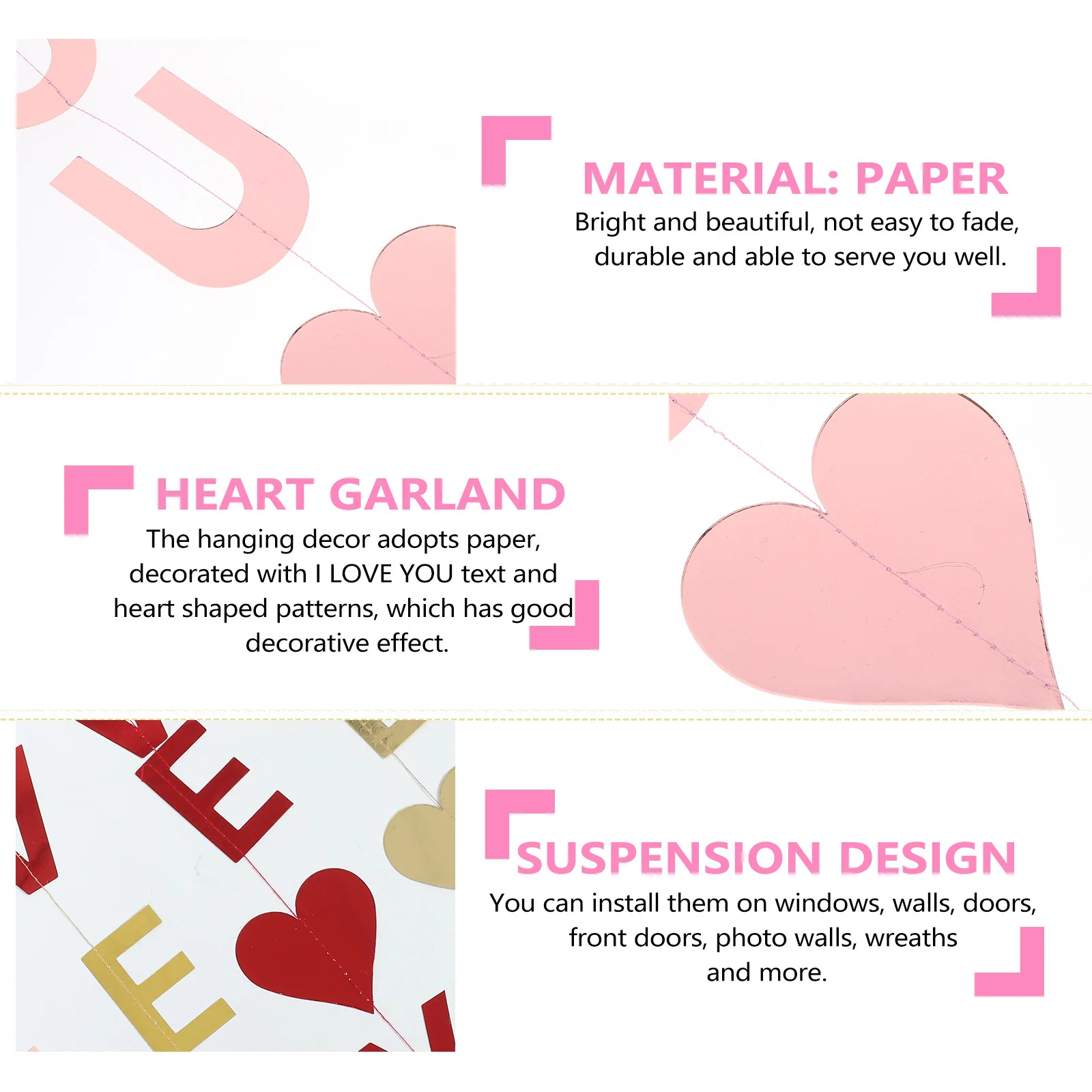 7Pcs Heart Garland I Love You Wedding Hanging Decor Romantic Decoration for Engagement Party Valentine's Day Heart Garland
7Pcs Heart Garland I Love You Wedding Hanging Decor Romantic Decoration for Engagement Party Valentine's Day Heart Garland