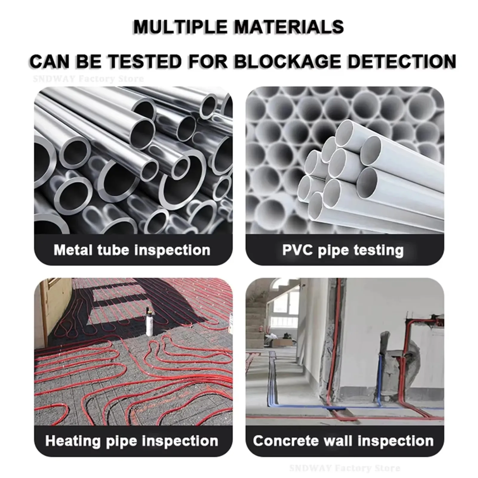 SNDWAY Pipe PVC Iron Blockage Detector 20M 30M Line Diagnostic-tool Scanner Pipeline Blocking Clogging Plumbers Instrument