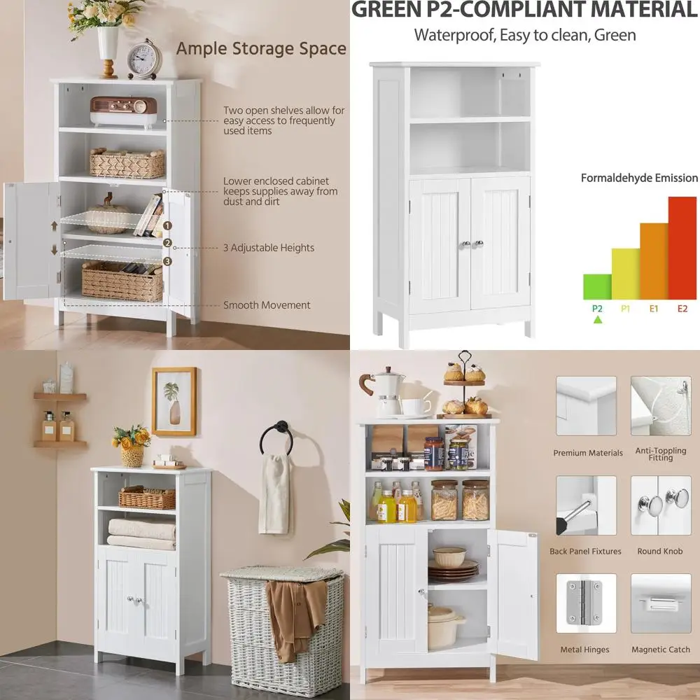 White Double Door Floor Cabinet with Adjustable Shelves for Living Room, Kitchen, Hallway, and Home Office Storage
White Double Door Floor Cabinet with Adjustable Shelves for Living Room, Kitchen, Hallway, and Home Office Storage