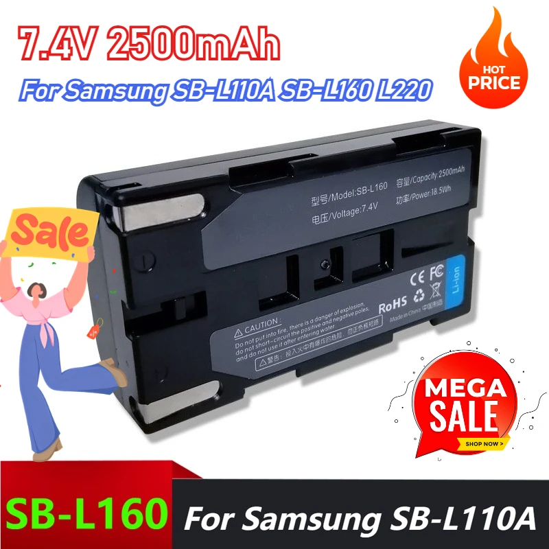 7.4V 2500mAh Camera Batteries for Samsung SB-L160 Battery SBL320 Battery SB-L110A SB-L160 L220 Digital Cameras
7.4V 2500mAh Camera Batteries for Samsung SB-L160 Battery SBL320 Battery SB-L110A SB-L160 L220 Digital Cameras