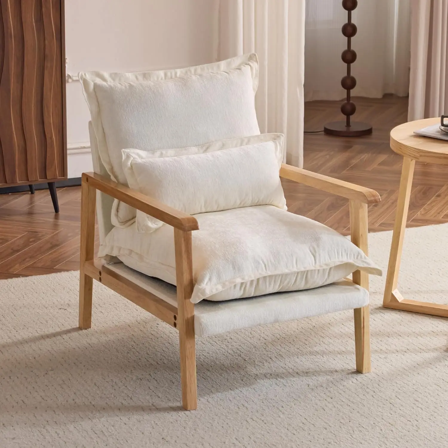 Plush Chenille Accent Chair Lumbar Pillow Ruffled Cozy Lounge Living Room Bedroom Reading Corner Beige Customized
Plush Chenille Accent Chair Lumbar Pillow Ruffled Cozy Lounge Living Room Bedroom Reading Corner Beige Customized