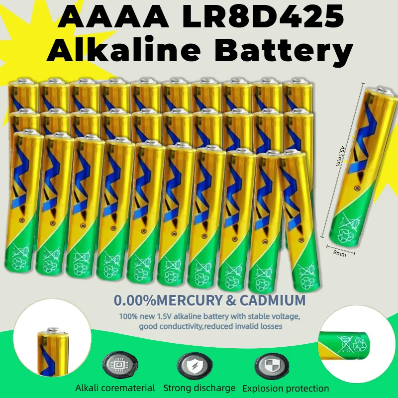 100%New AAAA LR8D425/E96/LR61/AM6/MN2500 1.5V Alkaline Battery For Stylus Pen Bluetooth Headest Flashlight Clock Primary Battery
100%New AAAA LR8D425/E96/LR61/AM6/MN2500 1.5V Alkaline Battery For Stylus Pen Bluetooth Headest Flashlight Clock Primary Battery