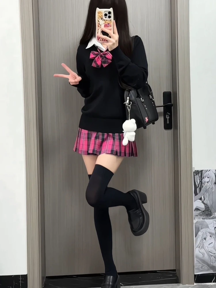 Autumn Preppy Style Elegant 3 Piece Set Women Y2k Design Retro Sweater + Casual Blouse + Pink Pleated Chic Skirt Female Outfits
Autumn Preppy Style Elegant 3 Piece Set Women Y2k Design Retro Sweater + Casual Blouse + Pink Pleated Chic Skirt Female Outfits