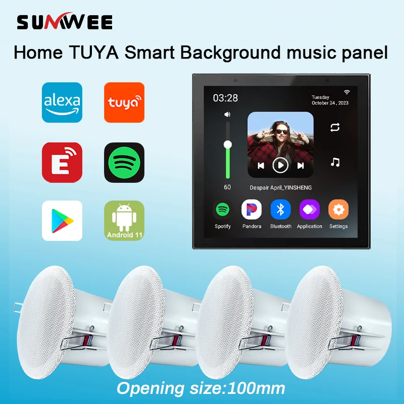 Home TUYA Smart audio in wall power amplifier ALEXA Voice control panel Android11 Background music player system ceiling speaker
Home TUYA Smart audio in wall power amplifier ALEXA Voice control panel Android11 Background music player system ceiling speaker