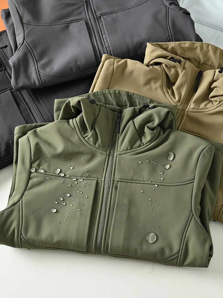 Men's Outdoor Soft ell Jaet Fce Lined Windproof Waterproof Hooded Autumn Winter Cosite Faion Urban Sle Jaet
Men's Outdoor Soft ell Jaet Fce Lined Windproof Waterproof Hooded Autumn Winter Cosite Faion Urban Sle Jaet