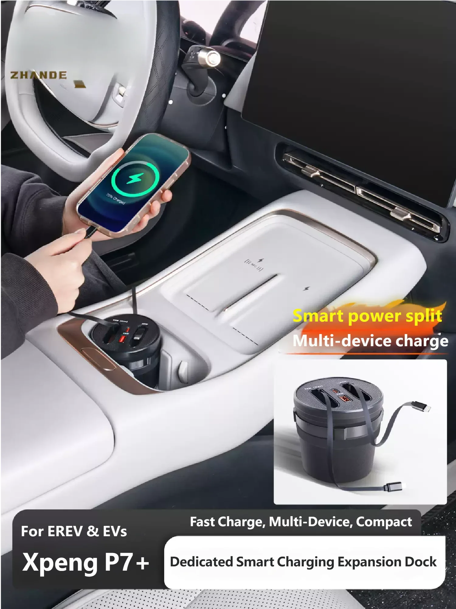 For XPENG P7+ 2025 2026 2027 TAJIAN Super Fast Charging Rack Expansion Dock Car Central Type-C Phone Docking Station Fits
For XPENG P7+ 2025 2026 2027 TAJIAN Super Fast Charging Rack Expansion Dock Car Central Type-C Phone Docking Station Fits
