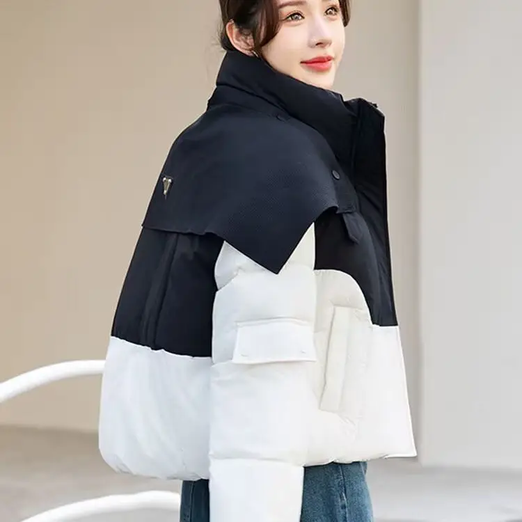 Fashion Short Down Cotton Clothes 2026 Winter new Korean Version Splicing Shawl Contrasting Color Bread Large Size Coat Purple
Fashion Short Down Cotton Clothes 2026 Winter new Korean Version Splicing Shawl Contrasting Color Bread Large Size Coat Purple