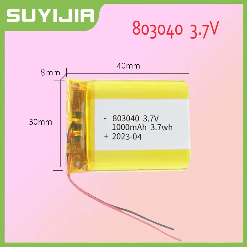 803040 3.7V 1000mAh rechargeable lithium polymer battery Can be used in camera GPS Navigator MP5 Bluetooth headset 3.7 battery
803040 3.7V 1000mAh rechargeable lithium polymer battery Can be used in camera GPS Navigator MP5 Bluetooth headset 3.7 battery