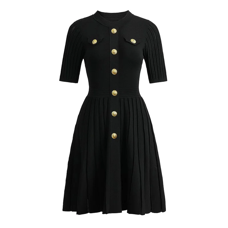 Fashionable High-Quality Knitted round Neck Slim Fit A-Line Dress Women's Summer New Arrival Elegant Style Short Sleeve Dress
Fashionable High-Quality Knitted round Neck Slim Fit A-Line Dress Women's Summer New Arrival Elegant Style Short Sleeve Dress