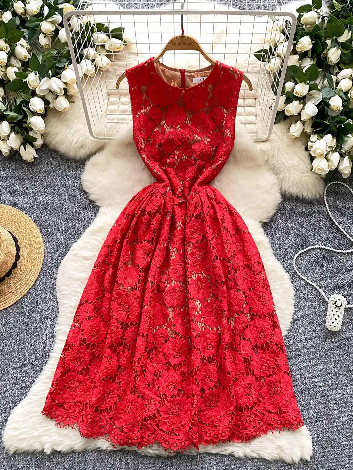 Women's Red Lace A-line Evening Dress Vintage Elegant Sleeveless Luxury Dresses Y2k One Piece Frocks 2000s Clothes Summer 2025
Women's Red Lace A-line Evening Dress Vintage Elegant Sleeveless Luxury Dresses Y2k One Piece Frocks 2000s Clothes Summer 2025
