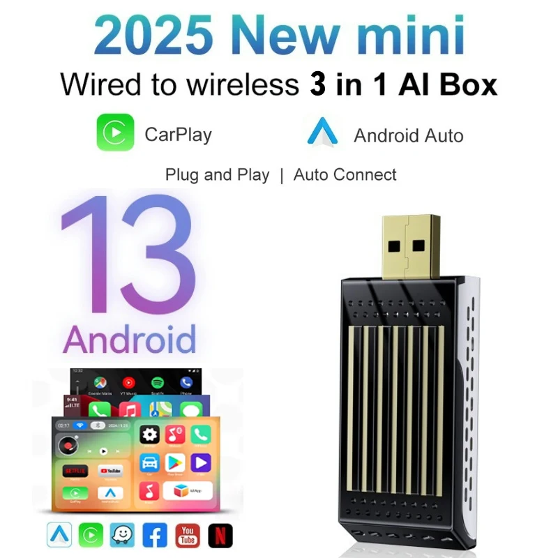 Android 13 Smart Mini Ai Box 2+16GB Support Netflix YouTube Wireless CarPly Suitable for 99% of cars with wired Carplay
Android 13 Smart Mini Ai Box 2+16GB Support Netflix YouTube Wireless CarPly Suitable for 99% of cars with wired Carplay