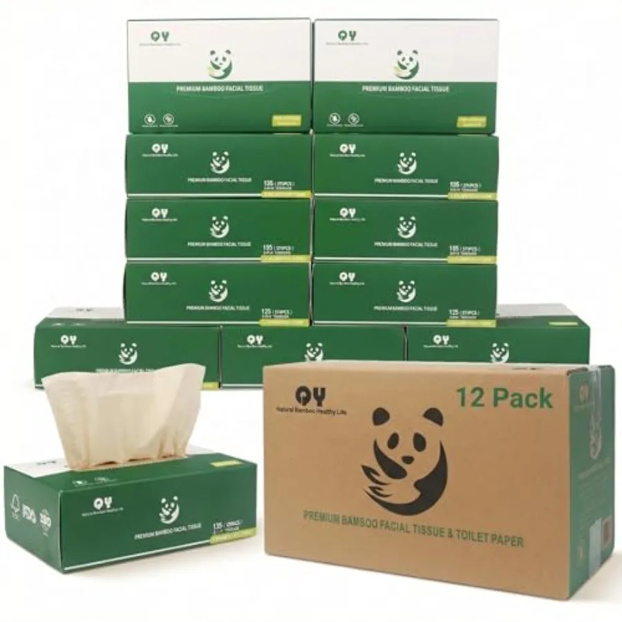 Unbleached Bamboo Facial Tissues - 12 Boxes of 100% Natural, Hypoallergenic, 134 Sheets per Box, FSC Certified, Eco - Friendly,
Unbleached Bamboo Facial Tissues - 12 Boxes of 100% Natural, Hypoallergenic, 134 Sheets per Box, FSC Certified, Eco - Friendly,
