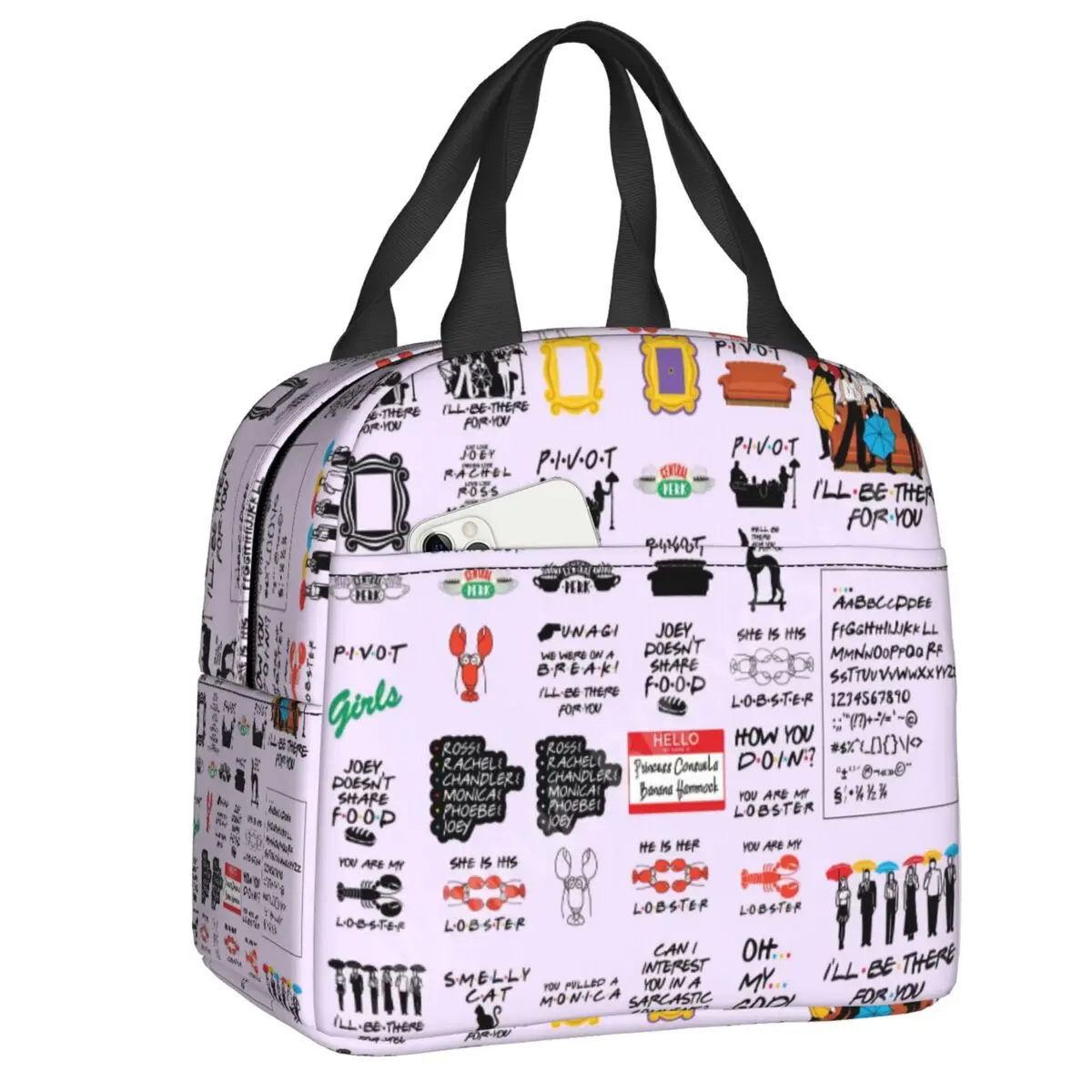 Изолированная сумка для обеда для телешоу «Друзья» для пикника на открытом воздухе, портативный термохолодильник, ланч-бокс для женщин и детей 
Изолированная сумка для обеда для телешоу «Друзья» для пикника на открытом воздухе, портативный термохолодильник, ланч-бокс для женщин и детей