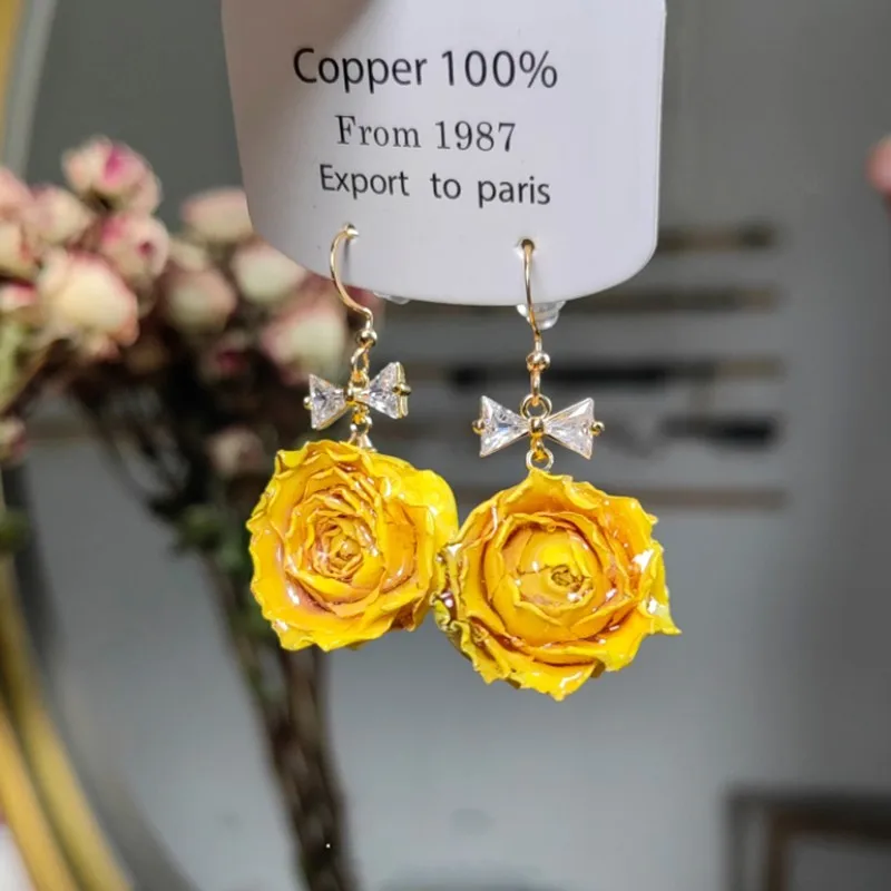 Natural Rose Flower Earrings Handmaking Epoxy Resin Rose Earrings Unique Multicolor Immortal Flower Dried Rose Jewelry Wholesale
Natural Rose Flower Earrings Handmaking Epoxy Resin Rose Earrings Unique Multicolor Immortal Flower Dried Rose Jewelry Wholesale