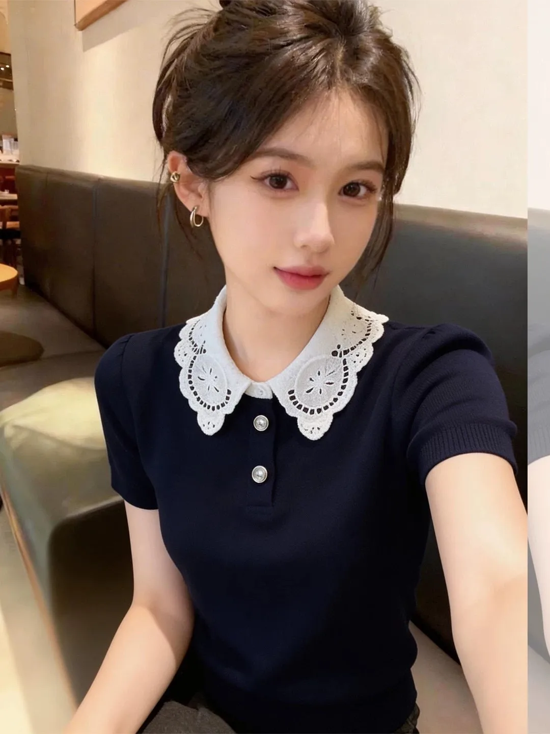Slim Fit Blue T-Shirt Women's Short Sleeve Collar Cute Age-Defying Summer Top College Style Fashion Korean Version
Slim Fit Blue T-Shirt Women's Short Sleeve Collar Cute Age-Defying Summer Top College Style Fashion Korean Version