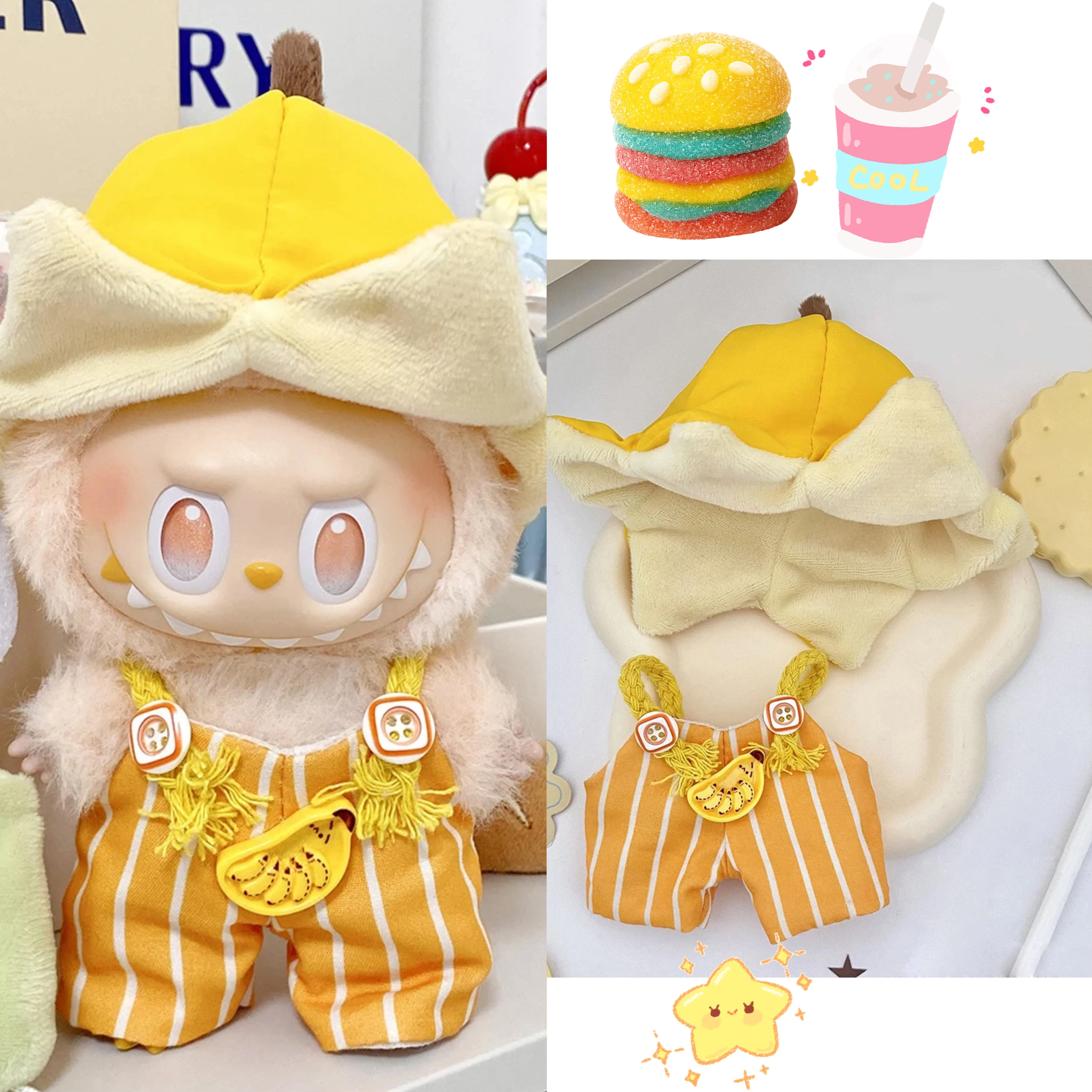 (No Doll) For 17cm Labubu Doll Clothing Accessories Casual Doll Fruit Banana Clothing Set
(No Doll) For 17cm Labubu Doll Clothing Accessories Casual Doll Fruit Banana Clothing Set