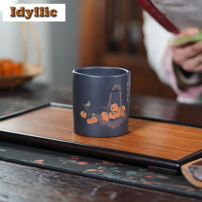 230ml Yixing Zisha Persimmon Teacup Handmade Tea Bowl Tea Cup Set Tea-tasting Smelling Cup Jianzhan Master Cups Green Tea Teaset
230ml Yixing Zisha Persimmon Teacup Handmade Tea Bowl Tea Cup Set Tea-tasting Smelling Cup Jianzhan Master Cups Green Tea Teaset