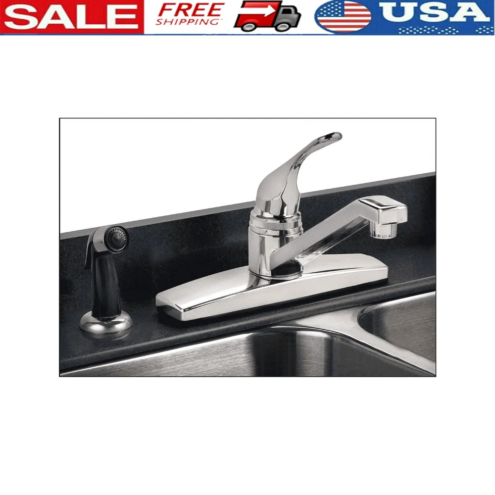 Traditional Kitchen Faucet with Side Sprayer Chrome Finish 3 Hole Installation Lever Handle Washerless Cartridge Water Saving
Traditional Kitchen Faucet with Side Sprayer Chrome Finish 3 Hole Installation Lever Handle Washerless Cartridge Water Saving