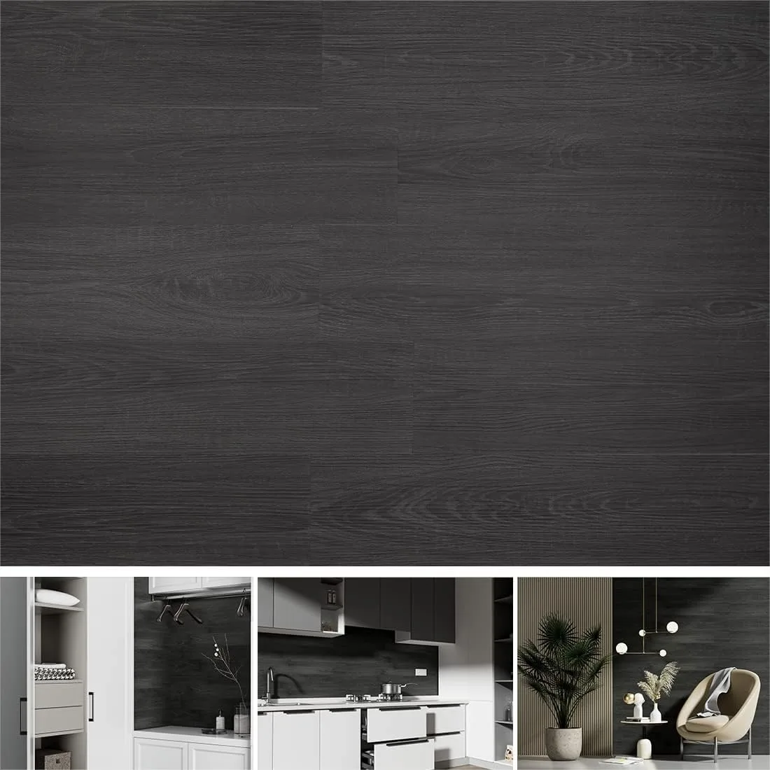 Self-Adhesive Vinyl Wall Planks, Peel and Stick Easy Installation, Waterproof & Flame Rated, 12 Pcs/18 Sq Ft, Ebony Black
Self-Adhesive Vinyl Wall Planks, Peel and Stick Easy Installation, Waterproof & Flame Rated, 12 Pcs/18 Sq Ft, Ebony Black