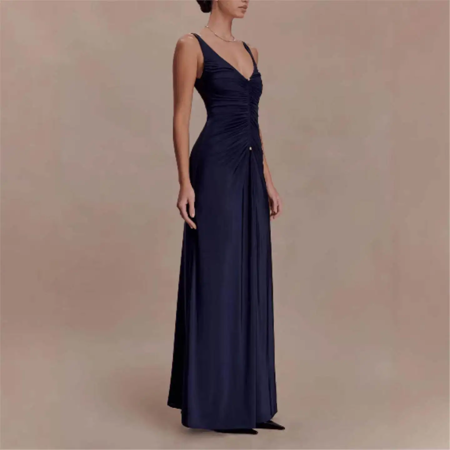 Sexy Low-Neck Sleeveless Slim-Fit Dress with Rope Drawstring Cross-Border New Women's Fashionable Citywalk A-Line Gown
Sexy Low-Neck Sleeveless Slim-Fit Dress with Rope Drawstring Cross-Border New Women's Fashionable Citywalk A-Line Gown
