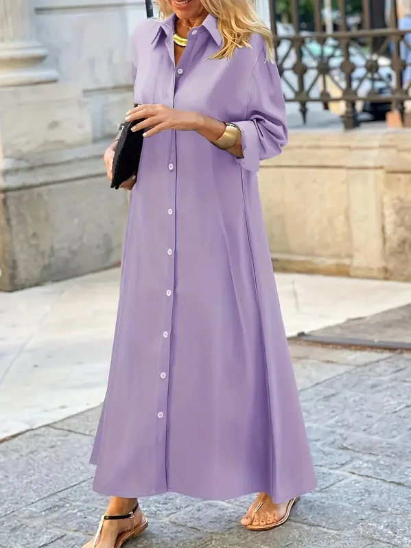 2025 Spring New Long Dress Casual Commuting Women's Clothing Fashion Lapel Long Sleeved Button Asual Solid Color Big Hem Dresses
2025 Spring New Long Dress Casual Commuting Women's Clothing Fashion Lapel Long Sleeved Button Asual Solid Color Big Hem Dresses